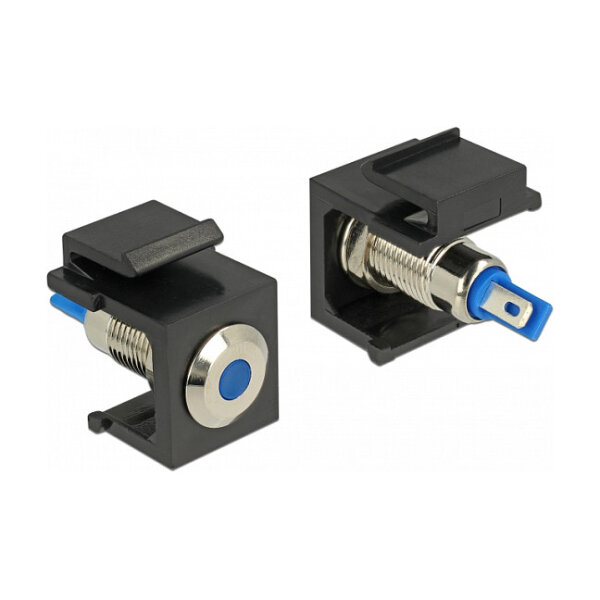 Keystone LED blau 6 V flach, schwarz