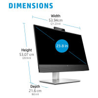 60,45cm/23,8 (1920x1080) HP E24mv G4 Conferencing Monitor 16:9 5ms IPS HDMI VGA DisplayPort VESA Pivot Speaker Full HD Black/Silver