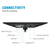 60,45cm/23,8 (1920x1080) HP E24mv G4 Conferencing Monitor 16:9 5ms IPS HDMI VGA DisplayPort VESA Pivot Speaker Full HD Black/Silver