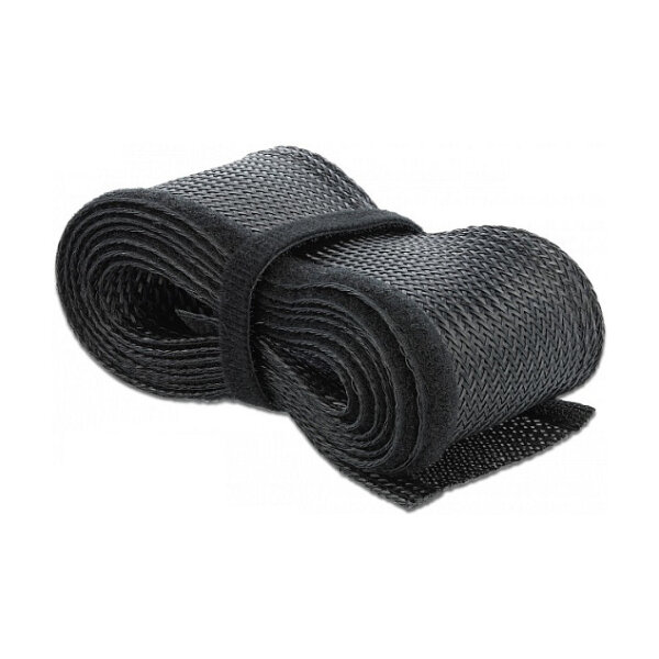 Geflechtschlauch mit Klettverschluss 10 m x 19 mm schwarz