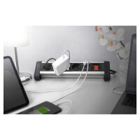Digitus 4-Fach Steckdosenleiste mit 2xUSB-A und Schalter Schwarz/Silver