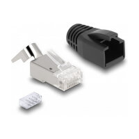 RJ45 Modularer Stecker mit Zugentlastung Cat.6A, Cat.7 und Knickschutztülle 25er Set
