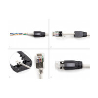 RJ45 Modularer Stecker mit Zugentlastung Cat.6A, Cat.7 und Knickschutztülle 25er Set