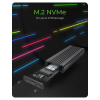 ICY BOX IB-1824ML-C31 Externes USB-C 3.2 Gehäuse für M.2 NVMe SSD mit LED-Beleuchtung