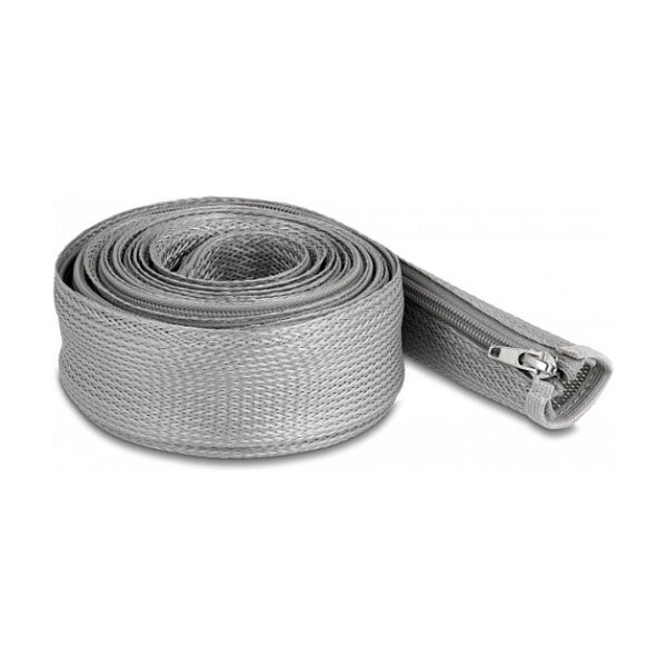 Geflechtschlauch mit Reißverschluss hitzebeständig 3 m x 50 mm grau