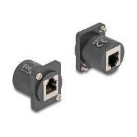 D-Typ Modul RJ12 Buchse zu Buchse mit Schrauben schwarz
