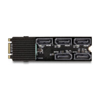 Konverter M.2 2280 Key B+M Stecker zu 5 x SATA mit Kühlkörper