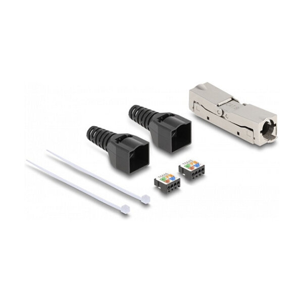 RJ45 Verbinder LSA zu LSA mit Knickschutztülle Cat.8.1 werkzeugfrei