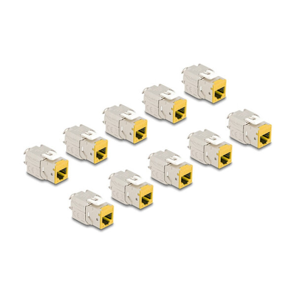 Keystone Modul RJ45 Buchse zu LSA Cat.6A werkzeugfrei gelb Set 10 Stück