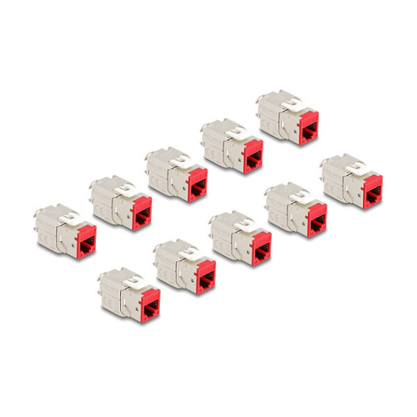 Keystone Modul RJ45 Buchse zu LSA Cat.6A werkzeugfrei rot Set 10 Stück
