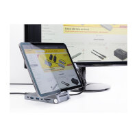 Tablet und Notebook Dockingstation 4K mit integrierter Halterung - HDMI / USB / Hub / SD / Micro SD / PD 3.0 - klappbar