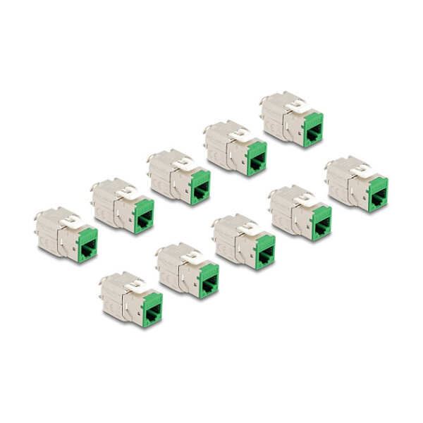 Keystone Modul RJ45 Buchse zu LSA Cat.6A werkzeugfrei grün Set 10 Stück