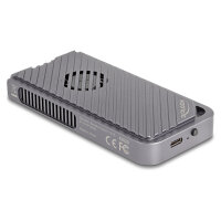USB 40 Gbps Gehäuse für 1 x M.2 NVMe SSD im Gaming Style mit LED und Lüfter - werkzeugfrei