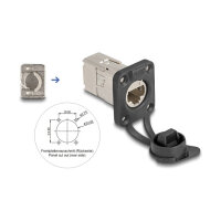 D-Typ RJ45 Einbaubuchse mit LSA Anschluss Cat.6A STP mit Schutzkappe IP66 staub- und wasserdicht