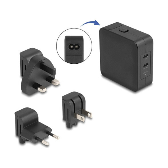 USB GaN Ladegerät 2 x USB Type-C™ PD 3.0 mit 65 W inklusive Strom-Adapter für EU / US / UK