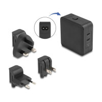 USB GaN Ladegerät 2 x USB Type-C™ PD 3.0 mit 65 W inklusive Strom-Adapter für EU / US / UK