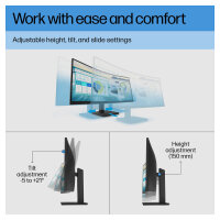 86.36cm/34 (3440x1440) HP P34hc G4 Curved 21:9 5ms 60Hz HDMI DisplayPort USB-C VESA Speaker WQHD Black