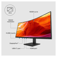 86.36cm/34 (3440x1440) HP P34hc G4 Curved 21:9 5ms 60Hz HDMI DisplayPort USB-C VESA Speaker WQHD Black