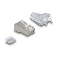 RJ45 Modularer Stecker Cat.6A mit Knickschutztülle...