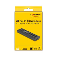 Externes USB Type-C™ 20 Gbps Combo Gehäuse für M.2 NVMe PCIe oder SATA SSD - werkzeugfrei