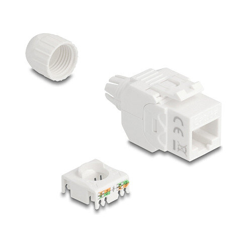 Keystone Modul RJ45 Buchse zu LSA Cat.6A UTP 180° werkzeugfrei mit Kabelverschraubung