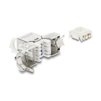 Keystone Modul RJ45 Buchse zu LSA Cat.8.1 geschirmt mit Verschlussclip und Staubschutzklappe kabelbinderfrei