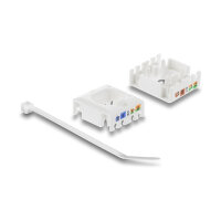 Keystone Modul RJ45 Buchse zu LSA Cat.6 UTP werkzeugfrei mit Staubschutzklappe weiß / schwarz