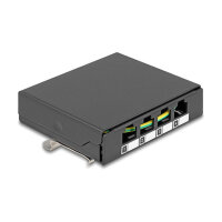 Leergehäuse 4 Port für Keystone RJ-Module schwarz - zur Montage an Tisch, Wand oder Hutschiene