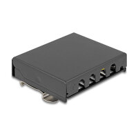 Leergehäuse 4 Port für Keystone RJ-Module schwarz - zur Montage an Tisch, Wand oder Hutschiene