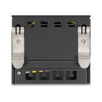 Leergehäuse 4 Port für Keystone RJ-Module schwarz - zur Montage an Tisch, Wand oder Hutschiene