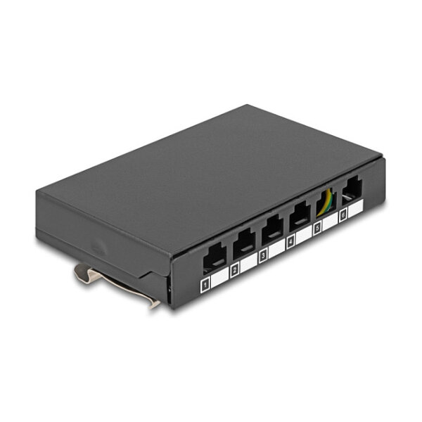 Leergehäuse 6 Port für Keystone RJ-Module schwarz - zur Montage an Tisch, Wand oder Hutschiene