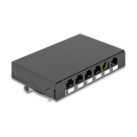 Leergehäuse 6 Port für Keystone RJ-Module schwarz - zur Montage an Tisch, Wand oder Hutschiene