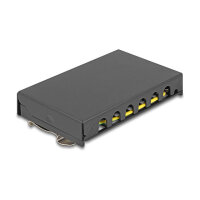 Leergehäuse 6 Port für Keystone RJ-Module schwarz - zur Montage an Tisch, Wand oder Hutschiene