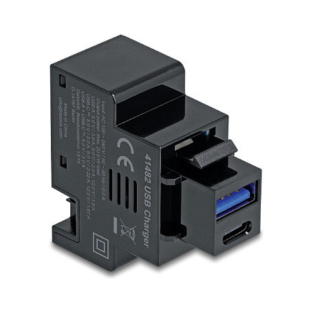 Keystone Modul mit USB Typ-A und USB Type-C™ Ladebuchse PD 20 W schwarz