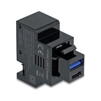 Keystone Modul mit USB Typ-A und USB Type-C™ Ladebuchse PD 20 W schwarz