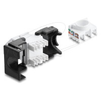 Keystone Modul RJ45 Buchse zu LSA Cat.6 45° gewinkelte Buchse ungeschirmt schwarz / weiß