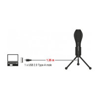 Delock USB Kondensator Mikrofon mit Tischständer - ideal für Gaming, Skypen und Gesang