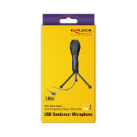 Delock USB Kondensator Mikrofon mit Tischständer - ideal für Gaming, Skypen und Gesang