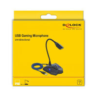 Delock Desktop USB Gaming Mikrofon mit Schwanenhals und Mute Button