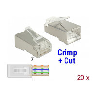 RJ45 Crimp+Cut Stecker Cat.6 STP 20 Stück