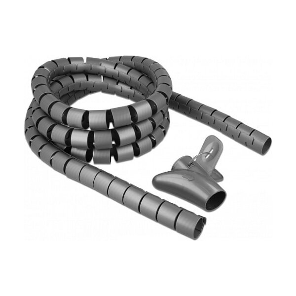 Spiralschlauch mit Einziehwerkzeug 2,5 m x 30 mm grau