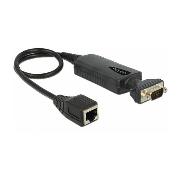 Konverter Ethernet LAN RJ45 10/100 Mbps Buchse zu seriell RS-232 DB9 Stecker mit Muttern