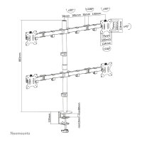Neomounts FPMA-D550D4BLACK bewegliche Tischhalterung für 4 Bildschirme 13"-32" - Schwarz