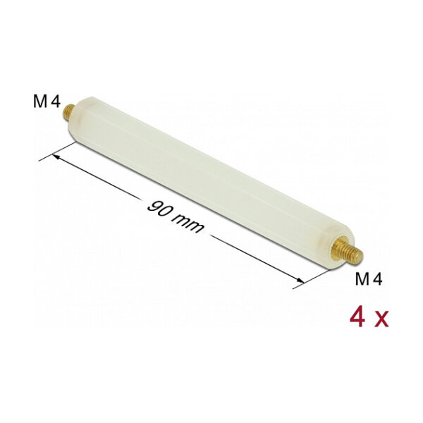 Abstandshalter M4 x M4, Sechskant, Außen / Außen, 90 mm natur 4 Stück