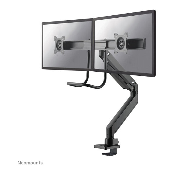 Neomounts Tischhalterung mit Tischhalterungsgriff für zwei Flachbildschirme bis 32" (81 cm) 8KG NM-D775DXBLACK Neomounts