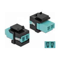 Keystone Modul LC Duplex Buchse zu LC Duplex Buchse aqua / schwarz