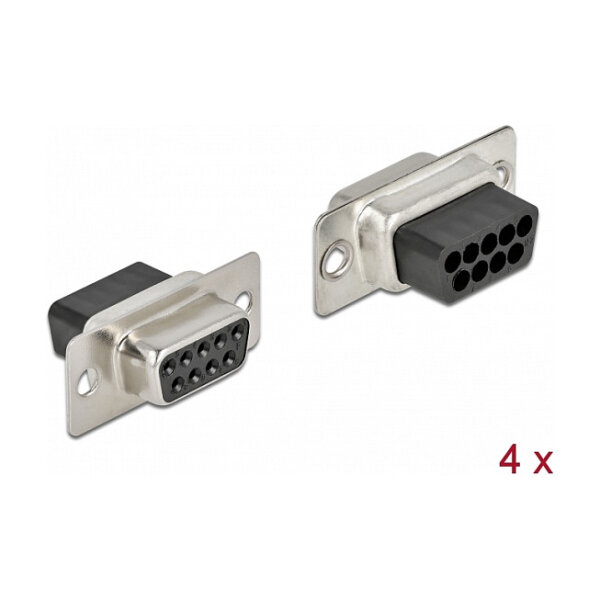D-Sub 9 Pin Crimp Buchse, Metall, 4 Stück