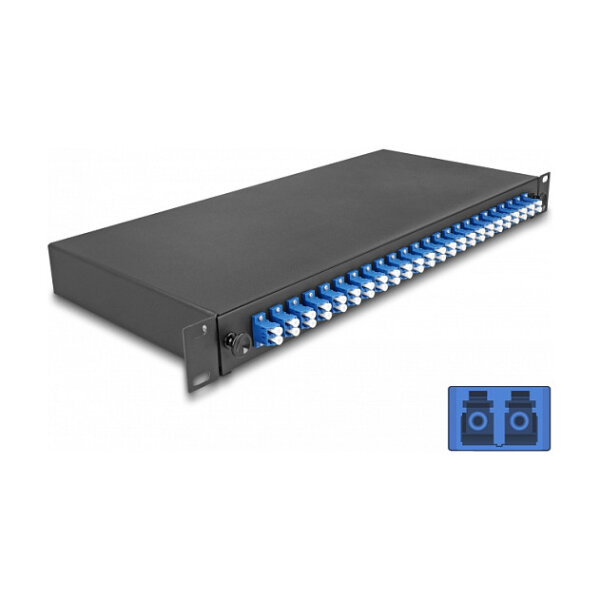 19? LWL Spleißbox 24 x LC Duplex OS2 1HE komplett bestückt