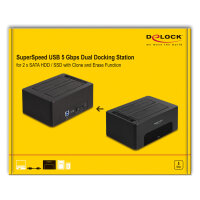 USB Dual Dockingstation für 2 x SATA HDD / SSD mit Klon- und Löschfunktion