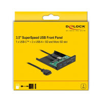 Front Panel 3.5? USB 5 Gbps 1 x USB Type-C™ + 2 x USB Typ-A + SD und Micro SD Slot